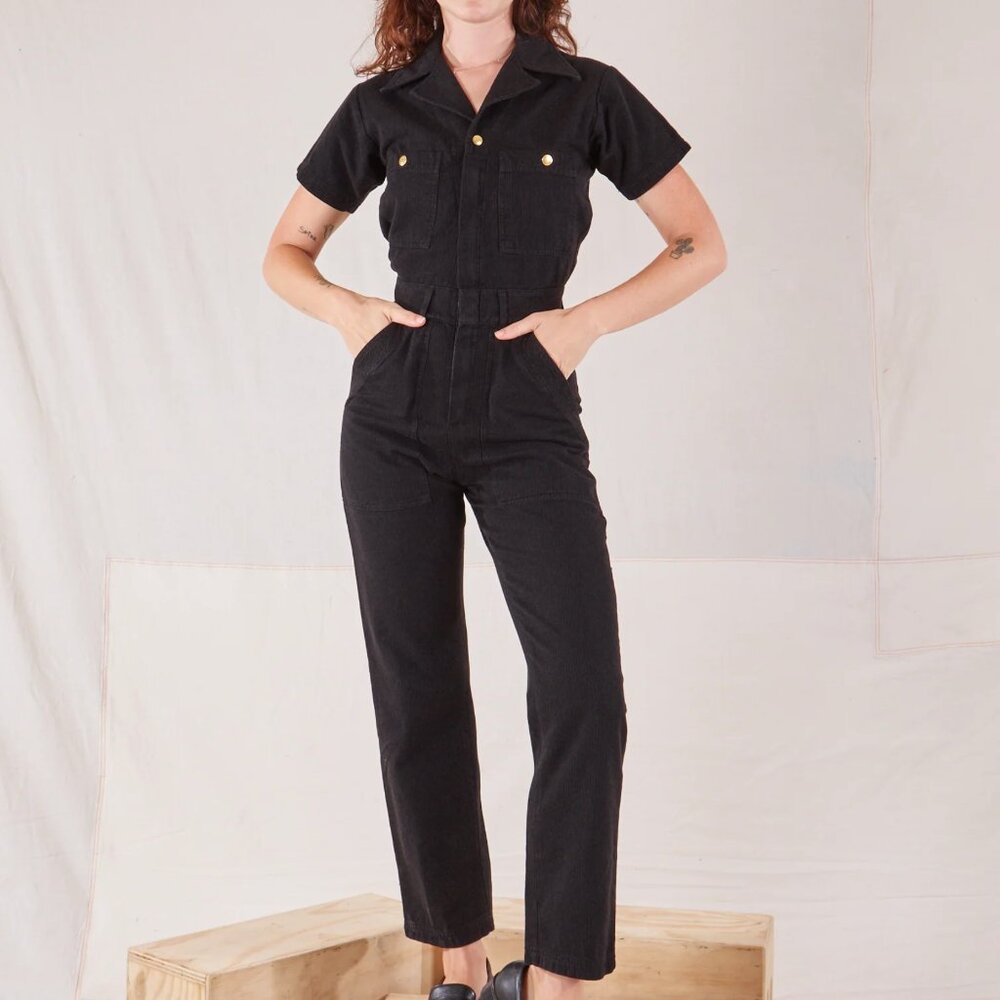 BIG BUD PRESS Everyday Jumpsuit Black Basic Short Sleeve